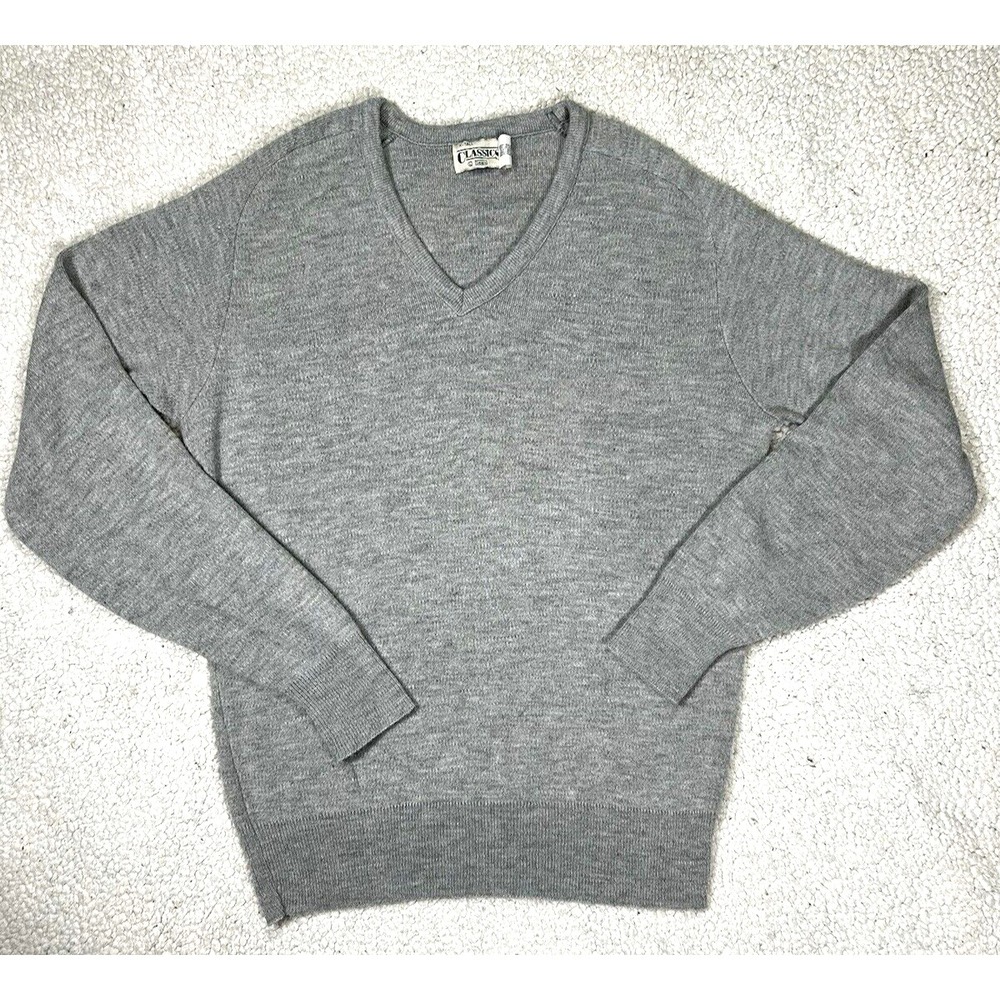 Vintage 60s Sears Sweater Mens‎ X-Tall Made in USA Grey Orlon Acrylic Knit